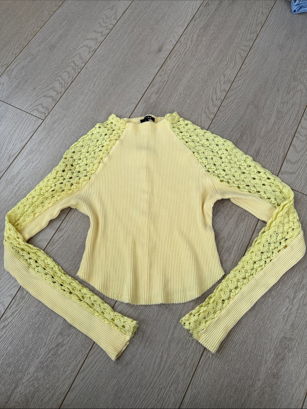 Y2K Papermoon Pale Yellow Ribbed Top
